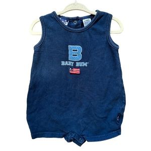 ⭐️3/$15 B.U.M. Baby Equipment Vintage Sleeveless Navy Blue Romper (6/9 month)